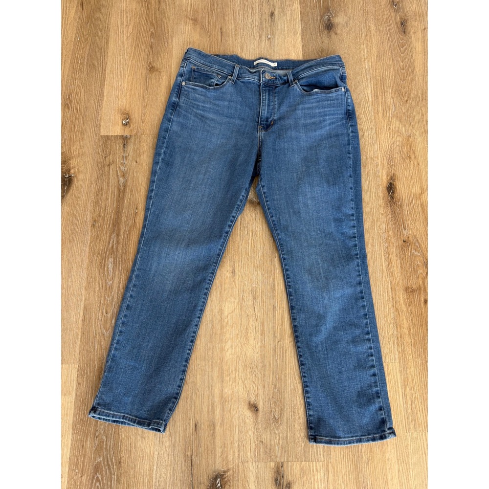 Levis Minimalist Classic Straight Jeans Womens 32 Blue Medium Wash Mid Rise